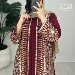 مانتو سوزندوزی زرشکی