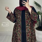 مانتو سوزندوزی مشکی هندسی کد 727
