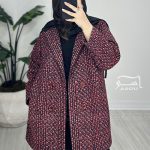 کت شانل چهارخونه زرشکی کد 738