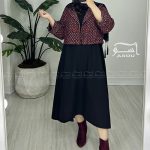 کراپ کت شانل چهارخونه زرشکی کد 746