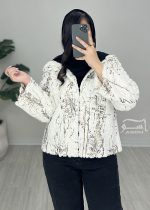 کراپ کت خز پتینه سفید کد 761 - تصویر 5