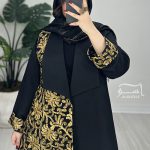 کت سوزندوزی مشکی طلایی