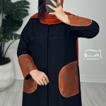 مانتو مشکی نارنجی ارگانزا