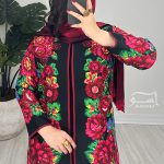 کت ترکمن مشکی قرمز نواردوزی