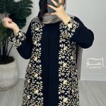 مانتو لینن سوزندوزی نقره ای