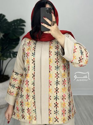 کت سوزندوزی کرم