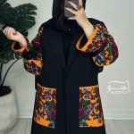 مانتو ترکمن مشکی نارنجی