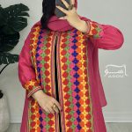 مانتو ژاکارد ارگانزا سرخابی