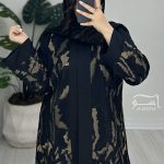 مانتو مشکی طلایی سوزندوزی