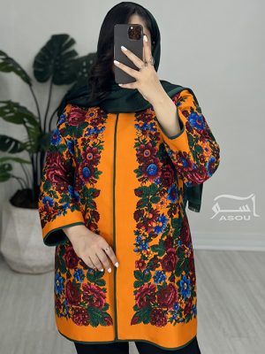 کت ترکمن نارنجی نواردوزی