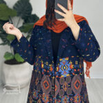 کت ژاکارد هندسی سرمه ای