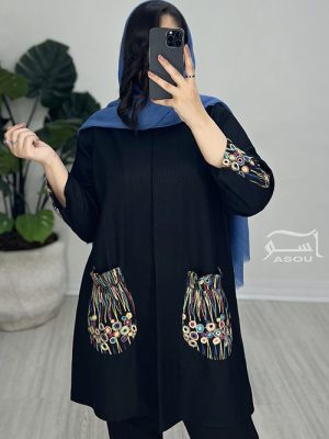مانتو مشکی سوزندوزی