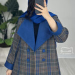 پالتو فوتر چهارخانه آبی کد 844