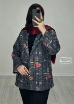 کت ژاکارد برجسته سرمه ای