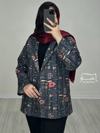 کت ژاکارد برجسته سرمه ای