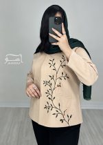 کت لینن کرم گلدوزی دستدوز