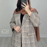کت چهارخونه کرم پاییزه