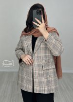 کت چهارخونه کرم پاییزه