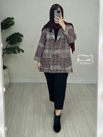 کت شانل چهارخونه طوسی زرشکی کد 880 - تصویر 5