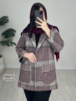 کت شانل چهارخونه طوسی زرشکی کد 880 - تصویر 4