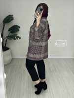 کت شانل چهارخونه طوسی زرشکی کد 880 - تصویر 7