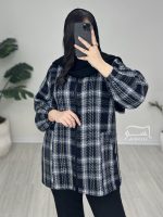 کت شانل چهارخونه سرمه ای کد 881 - تصویر 8
