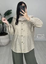 ست شومیز و شلوار کرم سبز کد 890 - تصویر 7