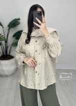 ست شومیز و شلوار کرم سبز کد 890 - تصویر 2