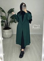 مانتو سبز راه راه بلند کد 888 - تصویر 7