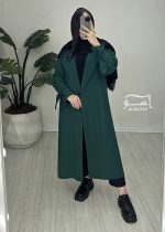 مانتو سبز راه راه بلند کد 888 - تصویر 3