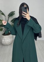 مانتو سبز راه راه بلند کد 888 - تصویر 6