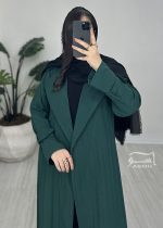 مانتو سبز راه راه بلند کد 888 - تصویر 8