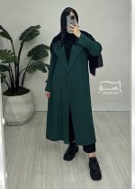 مانتو سبز راه راه بلند کد 888 - تصویر 9