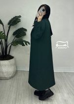 مانتو سبز راه راه بلند کد 888 - تصویر 5