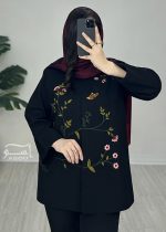 کت گلدوزی مشکی پروانه کد 886 - تصویر 8