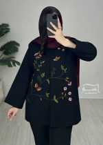 کت گلدوزی مشکی پروانه کد 886 - تصویر 6