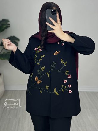 کت گلدوزی مشکی پروانه