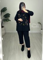 کت گلدوزی مشکی پروانه کد 886 - تصویر 4