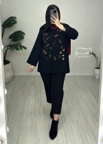 کت گلدوزی مشکی پروانه کد 886 - تصویر 9