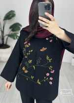 کت گلدوزی مشکی پروانه کد 886 - تصویر 3