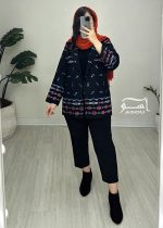 کت سوزندوزی مشکی لوزی کد 885 - تصویر 8