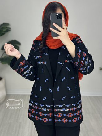 کت سوزندوزی مشکی لوزی