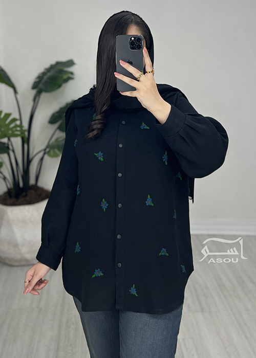 شومیز مشکی گلدوزی دستدوز