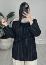 کت ژاکارد راه راه مشکی کد 891 - تصویر 4