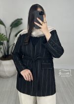 کت ژاکارد راه راه مشکی