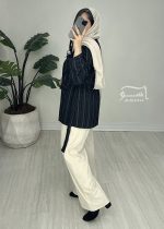 کت ژاکارد راه راه مشکی کد 891 - تصویر 5