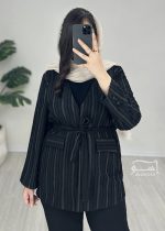 کت ژاکارد راه راه مشکی کد 891 - تصویر 7