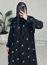 مانتو سوزندوزی مشکی بلند کد 897 - تصویر 8