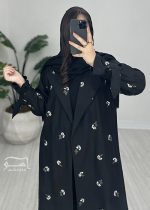 مانتو سوزندوزی مشکی بلند کد 897 - تصویر 2