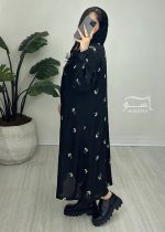 مانتو سوزندوزی مشکی بلند کد 897 - تصویر 4